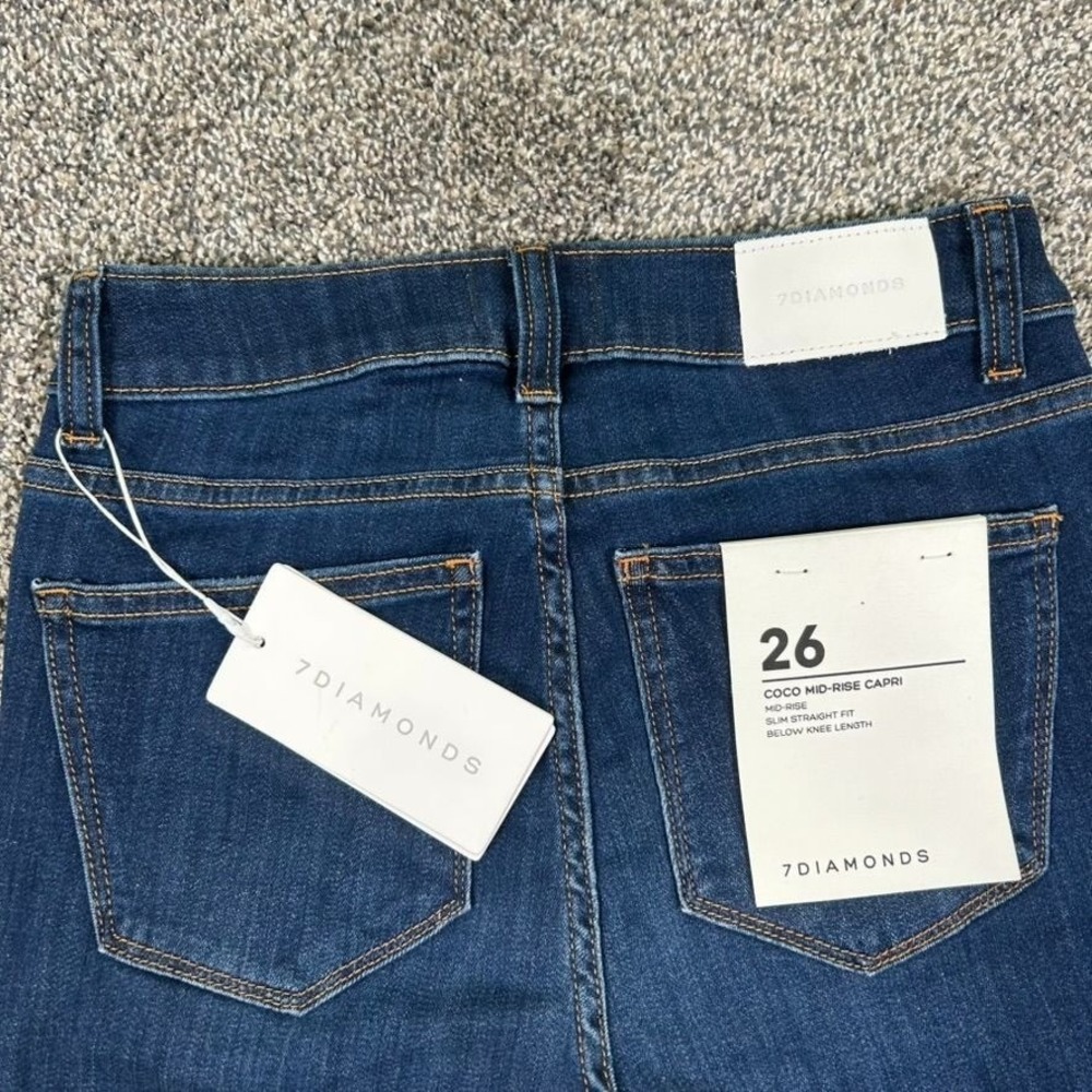 NEW 7Diamonds Coco Mid-Rise Capri Jeans Womens 26 Blue Denim Stretch Casual - Picture 4 of 14